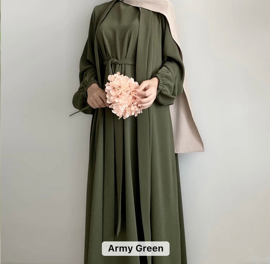 The Dalia Abaya Set - Army Green