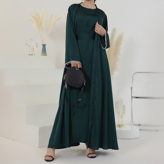 Lujain Abaya Set - Emerald Green