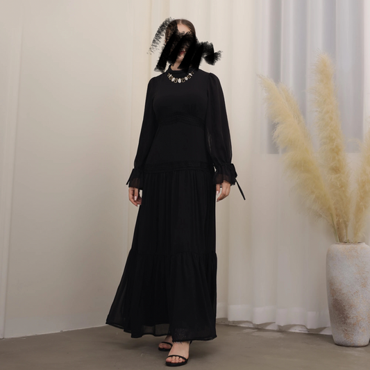 Nayla Chiffon Dress - Black
