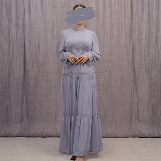 Nayla Chiffon Dress - Grey